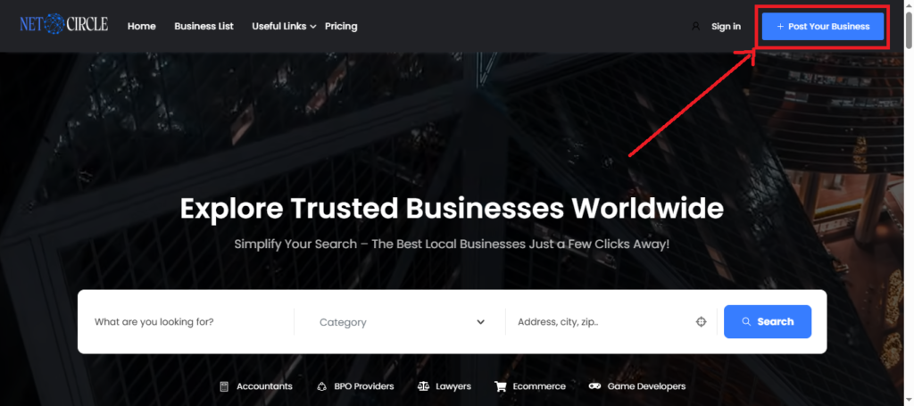 2- How to list your business on Net Circle