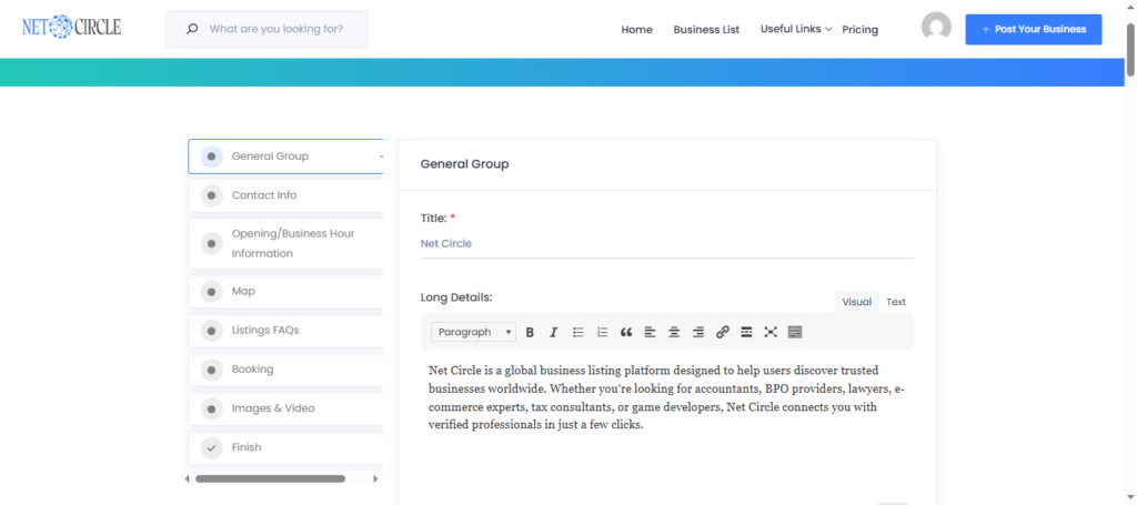 8 - How to list your business on Net Circle
